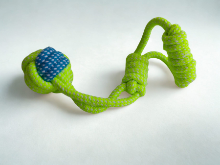 Joacă - Jucărie pentru câini, sfoară cu minge și mâner, 28 cm