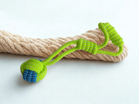 Jucărie pentru câini, sfoară cu minge și mâner, 28 cm [1]