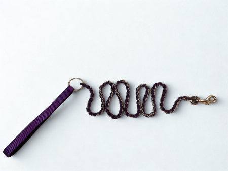 Plimbare - Lesă pentru câini cu lanț și mâner din bandă, 120 cm, 2.5 mm