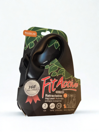 Plimbare - Lesă retractabilă FitActive pentru câini, bandă, 3 m, mărime XS, până la 12 kg