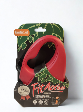 Plimbare - Lesă retractabilă FitActive pentru câini, bandă, 5 m, mărime M, până la 25 kg