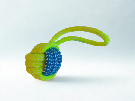 Joacă - Minge din sfoară cu buclă pentru câini, dimensiune mică, 18 cm