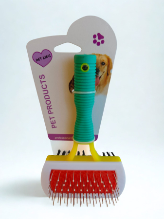 Îngrijire - Perie pentru animale cu două fețe, sârmă + păr moale
