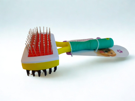 Perie pentru animale cu două fețe, sârmă + păr moale [3]