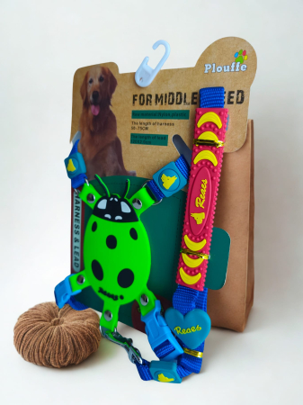 Set lesă și ham pentru câini, talie medie, model decorativ [1]