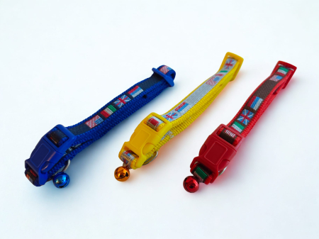 Plimbare - Zgardă pentru câini din chingă nylon, reglabilă, 40 cm, cu clopoțel