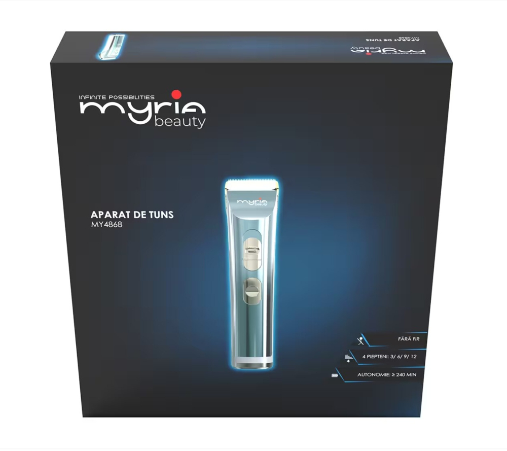 Aparat de tuns barba MYRIA MY4868, acumulator, 240 min autonomie, albastru [4]