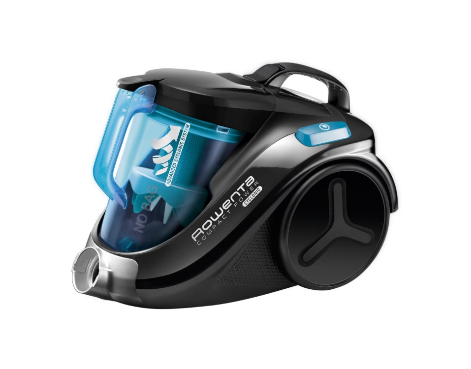 Aspirator fara sac Rowenta Compact Power Cyclonic RO3731EA, 750 W, recipient praf 1.5l, motor EffiTech, filtru de inalta eficienta, sistem CleanExpress, raza de operare 8.8m, negru/albastru [2]