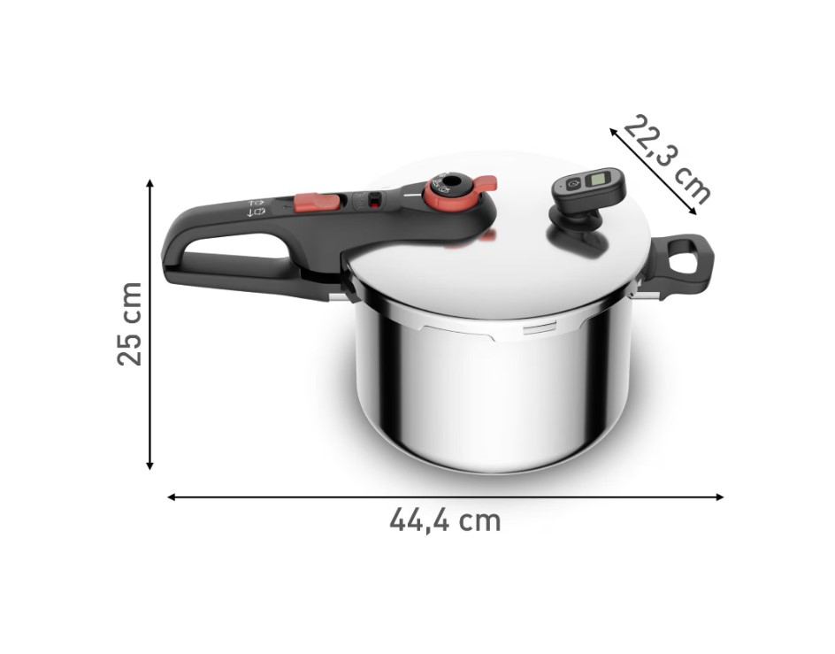 Oala sub presiune Tefal Secure Chrono, capacitate 6 L, 2 programe de gatire, inductie, 5 puncte de siguranta, argintiu [3]
