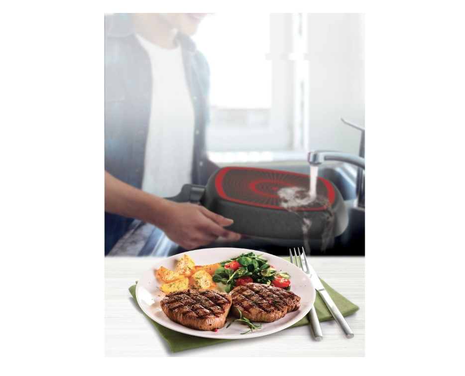 Tigaie grill Tefal Simply Clean B5674053, Thermo-Signal, invelis antiaderent din titan, 26X26 cm [3]
