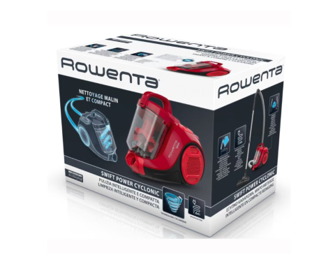 Aspirator fara sac Rowenta Swift Power Cyclonic RO2913EA, 750W, 3 niveluri de filtrare, acoperire 7.5m, motor Effitech, rosu [4]