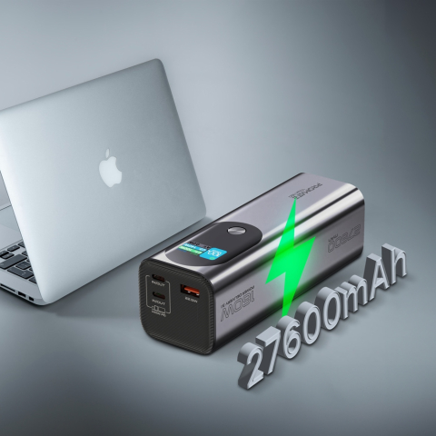 Telefoane mobile & accesorii - Baterie externa ProMate, TITAN-160, 27600mAh, PD 3.1, 160W iesire totala, 2x 140WPD, intrare/iesire USB-C si 22,5 W USB-A, negru