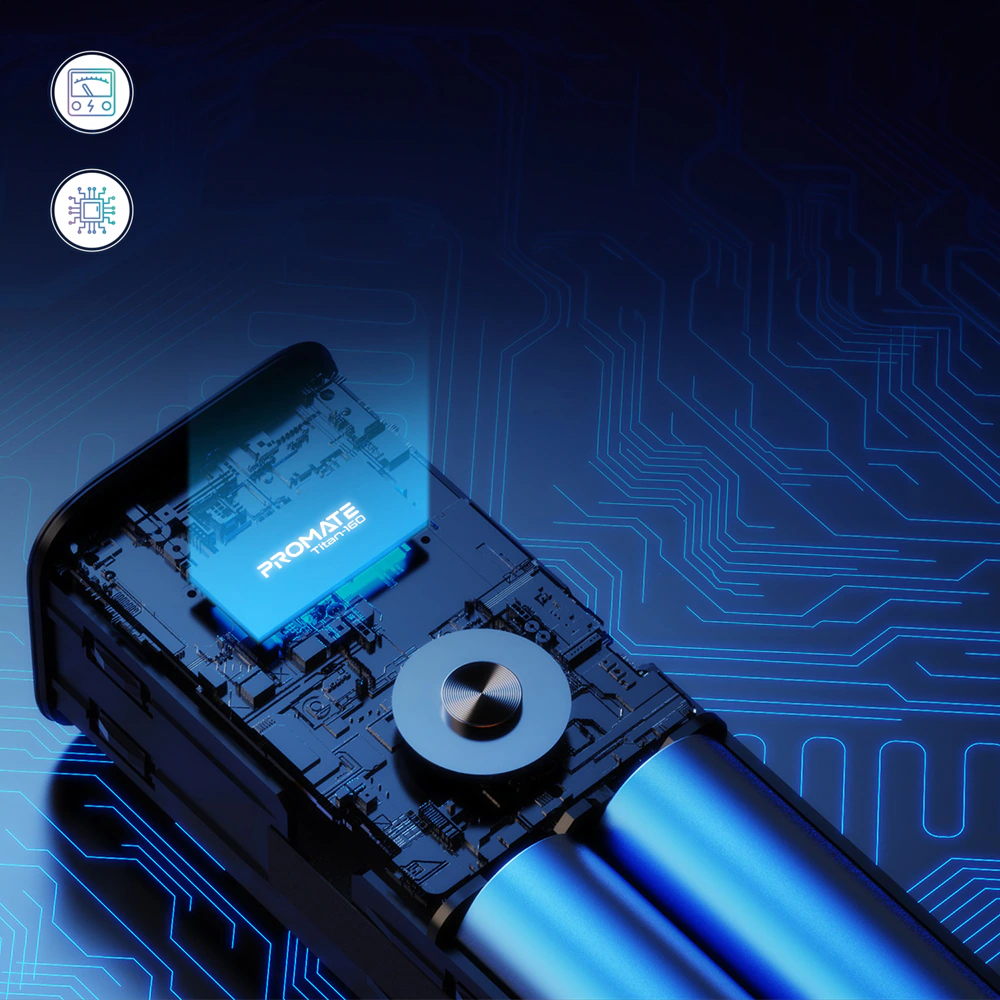 Baterie externa ProMate, TITAN-160, 27600mAh, PD 3.1, 160W iesire totala, 2x 140WPD, intrare/iesire USB-C si 22,5 W USB-A, gri [4]