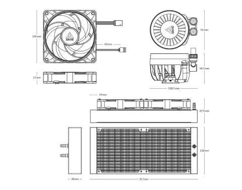 Cooler ARCTIC Liquid Freezer III 280 A-RGB, Racire cu lichid, AIO 280mm, Intel/ AMD, Alb [5]