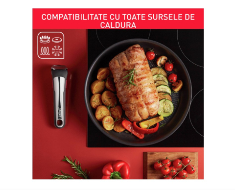 Set 3 piese TEFAL Ingenio Unlimited L7638942, maner detasabil, invelis antiaderent Titan, inductie, negru [3]