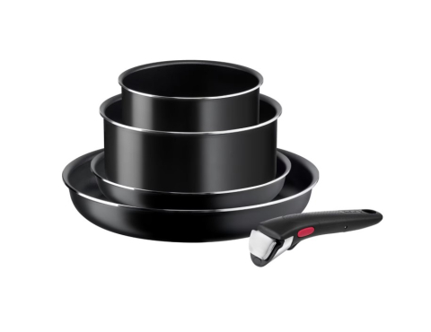 Tigai si seturi - Set 5 piese TEFAL Ingenio Easy Cook & Clean L1539543, maner detasabil, invelis antiaderent Titan, indicator termic Thermo Signal, negru