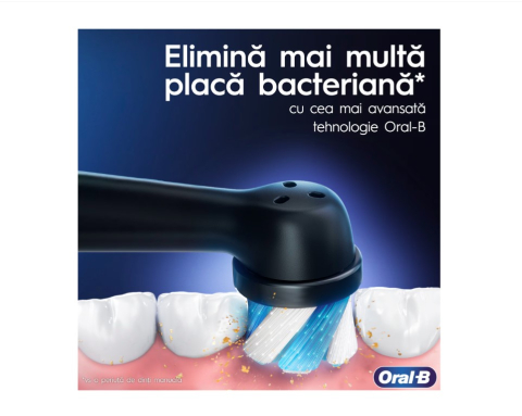Set cadou periuta de dinti electrica Oral-B iO3 + 2 Capete de periaj cu Tehnologie Magnetica si Micro-Vibratii, Senzor de presiune Smart, 3 Moduri, Trusa de calatorie, Negru [2]
