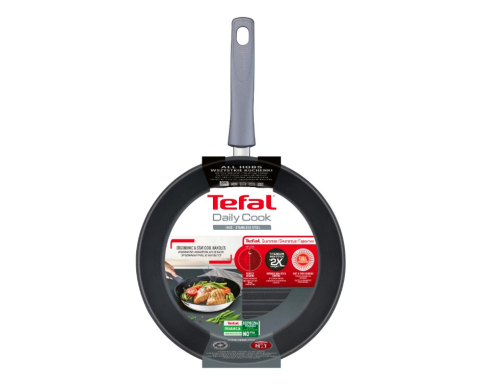 Tigaie grill Tefal Daily Cook, 26 cm, inductie, invelis antiaderent din titan, maner nituit, indicator Thermo-Signal, argintiu & negru [2]