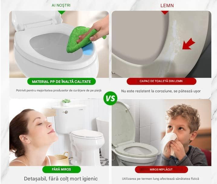 Capac WC Universal Soft Close cu Inchidere Lenta, Balamale din Otel Inoxidabil, Reglabil 6–23 cm, Materiale Premium, Kit montaj inclus, Instalare usoara, Alb, Beatus® [12]