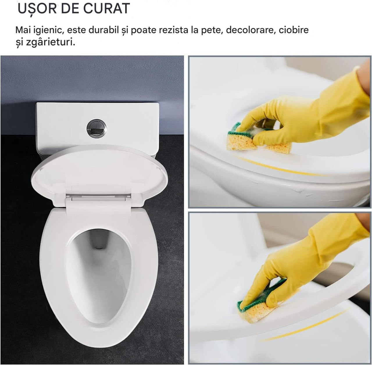 Capac WC Universal Soft Close cu Inchidere Lenta, Balamale din Otel Inoxidabil, Reglabil 6–23 cm, Materiale Premium, Kit montaj inclus, Instalare usoara, Alb, Beatus® [9]