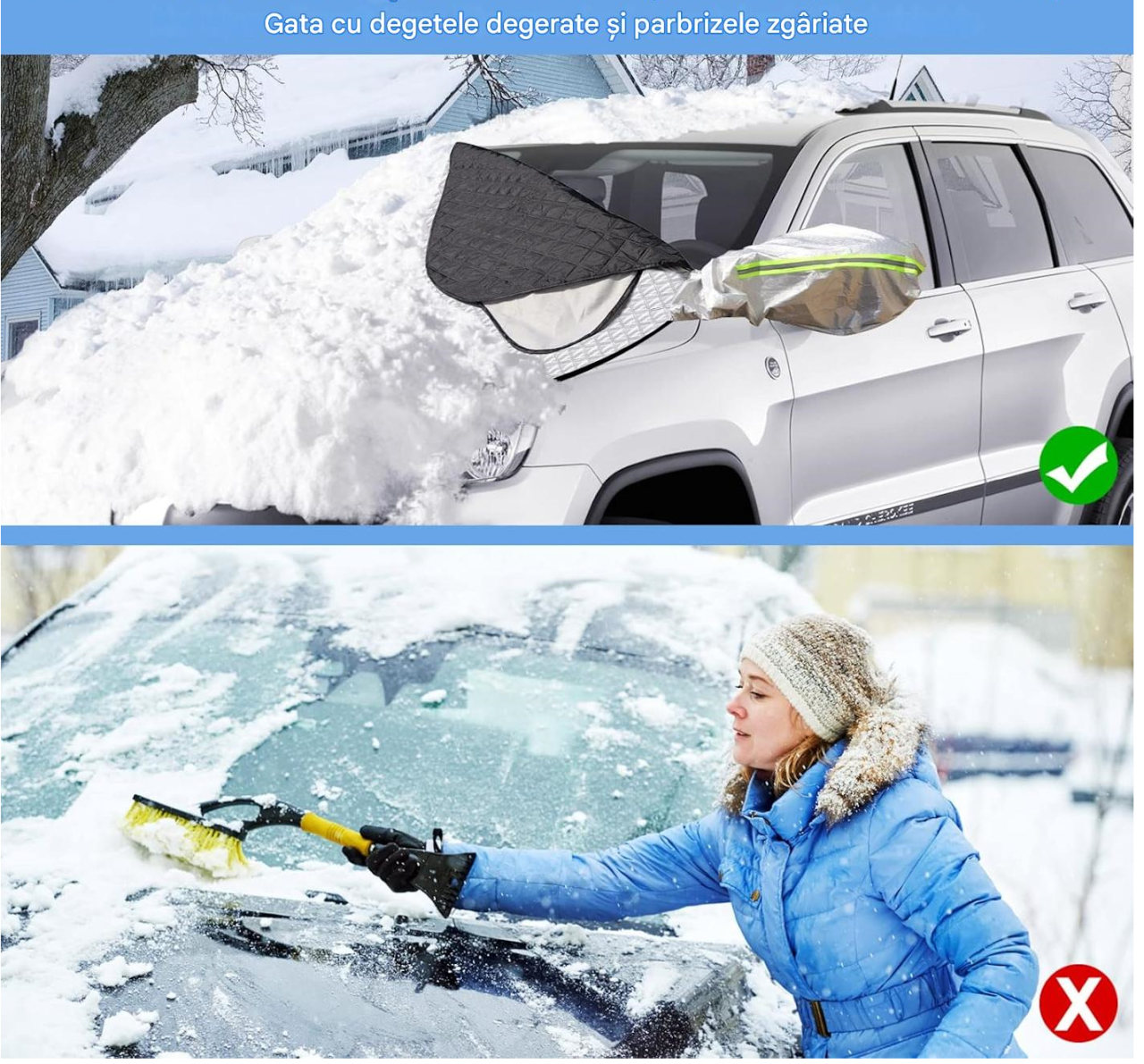 Husa prelata parbriz auto 4 Sezoane – magnetica universala 143×122 cm, protectie oglinzi, anti-gheata, anti-soare, anti-praf, anti-ploaie Beatus® [6]