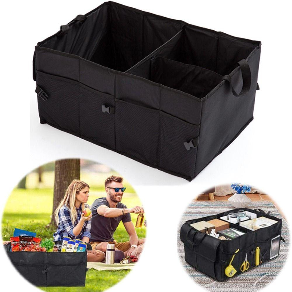 Organizator pentru portbagaj auto cu spatiu mare de depozitare, Pliabil, Impermeabil, Buzunare multiple, Material Oxford, Beatus®, 56x40x26, Negru [9]
