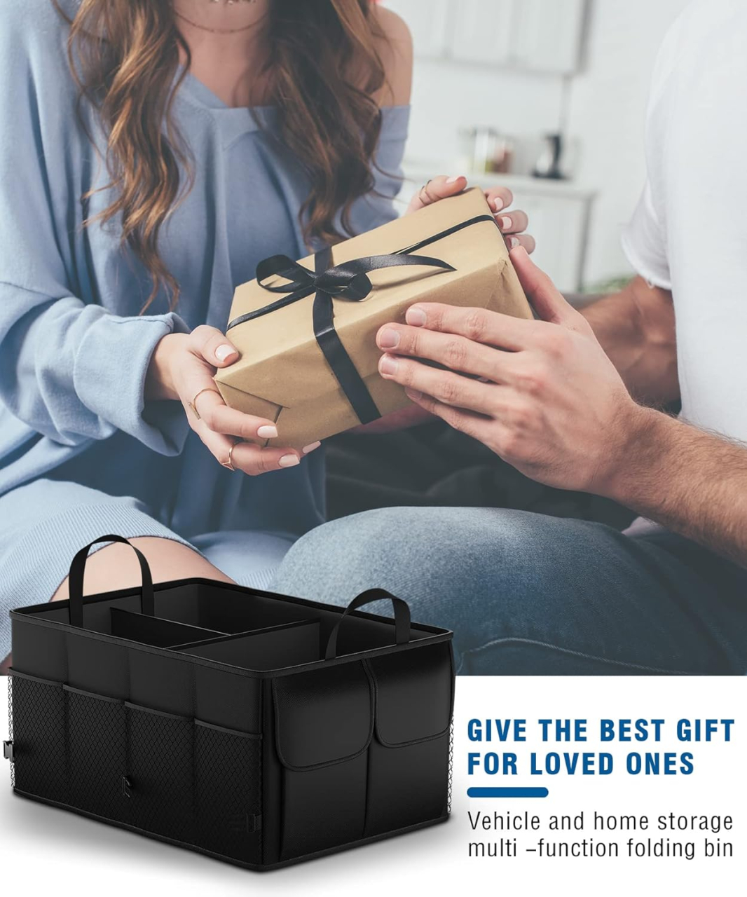 Organizator pentru portbagaj auto cu spatiu mare de depozitare, Pliabil, Impermeabil, Buzunare multiple, Material Oxford, Beatus®, 56x40x26, Negru [4]