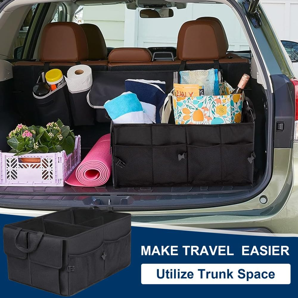 Organizator pentru portbagaj auto cu spatiu mare de depozitare, Pliabil, Impermeabil, Buzunare multiple, Material Oxford, Beatus®, 56x40x26, Negru [5]