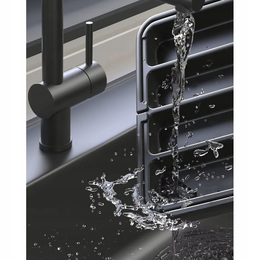 Organizator sertar extensibil 28-45 cm, pentru tacamuri si ustensile bucatarie, suport ajustabil pentru depozitare furculite, linguri, cutite, tava separator sertare cu 7 zone spatioase, negru, Beatus [7]