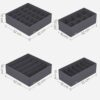 Set 4 Organizatoare lenjerie de corp, cutii depozitare sosete pentru sertar sau dulap, cu pereti rigidizati, pliabile, Gri inchis, Beatus® [6]