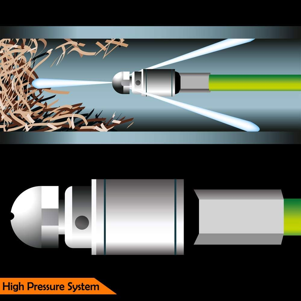 Set Curatare Tevi si Canalizare – Furtun Presiune Universal 15 m cu 4 Adaptoare, Duza 4 Jeturi, Anti-Strangulare, Premium, Negru [14]