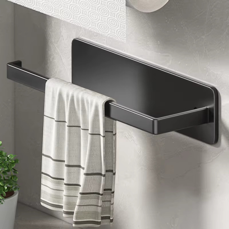 Suport Prosop Hartie Bucatarie 3 in 1 – Folie, Prosoape, Otel Inoxidabil Rezistent, Negru 26 cm, Montaj Pe Perete, Durabil si Eficient, Beatus® [9]