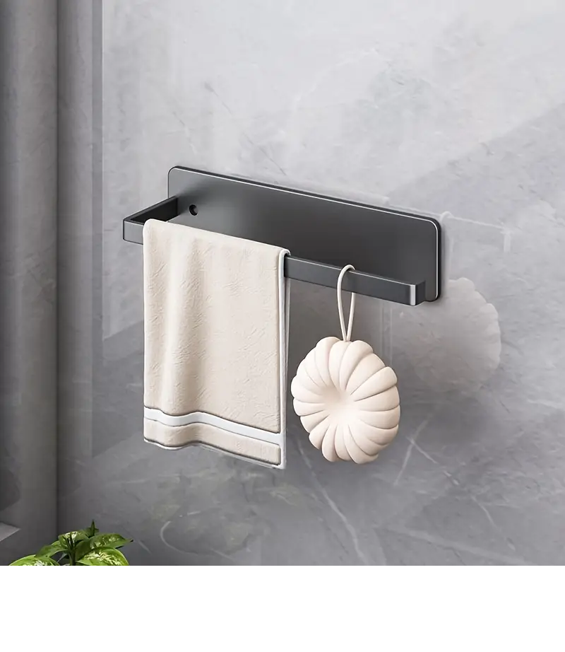 Suport Prosop Hartie Bucatarie 3 in 1 – Folie, Prosoape, Otel Inoxidabil Rezistent, Negru 26 cm, Montaj Pe Perete, Durabil si Eficient, Beatus® [5]