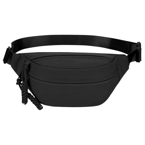 Casă & Confort - Borseta Sport Alergare Talie Unisex Beatus®, Running Belt pentru Telefon Chei si Portofel, 2 Buzunare cu Fermoar, Curea Reglabila 90-130 cm, Material Oxford Rezistent, Fitness Ciclism Drumetii, Negru