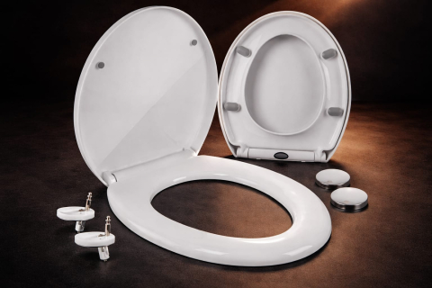 Casă & Confort - Capac WC Universal Soft Close cu Inchidere Lenta, Balamale din Otel Inoxidabil, Reglabil 6–23 cm, Materiale Premium, Kit montaj inclus, Instalare usoara, Alb, Beatus®