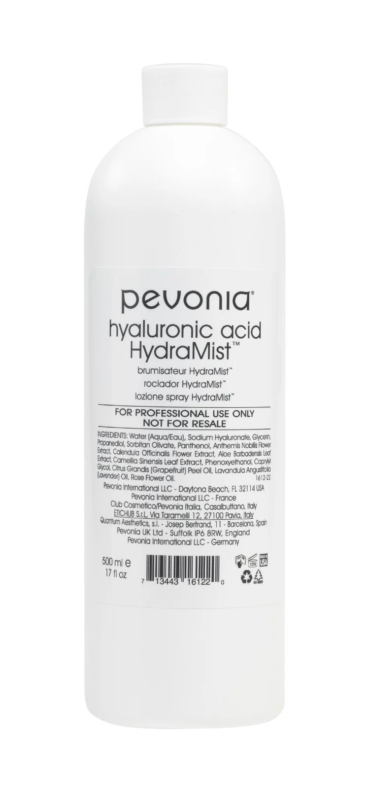 Ten Sensibil Si Cuperozic - Mist Hidratant Cu Acid Hialuronic, Hyaluronic Acid Hydramist - 500ml