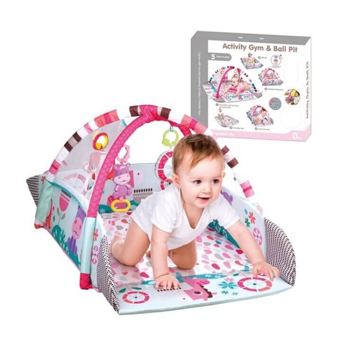 5 in 1 Saltea activitati  cu 30 bile colorate Grow with me Pink [5]