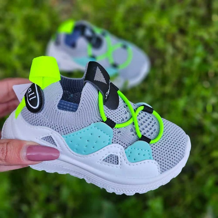 Adidasi copii cu elastic  ZG-280 gri/verde [3]
