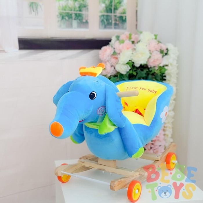Balansoar elefant albastru cu spatar si sunete [2]