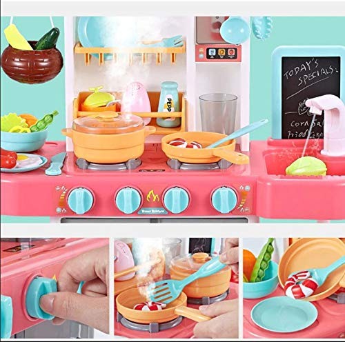 Bucatarie de jucarie pentru copii, cu sunete si chiuveta functionala, Roz [3]