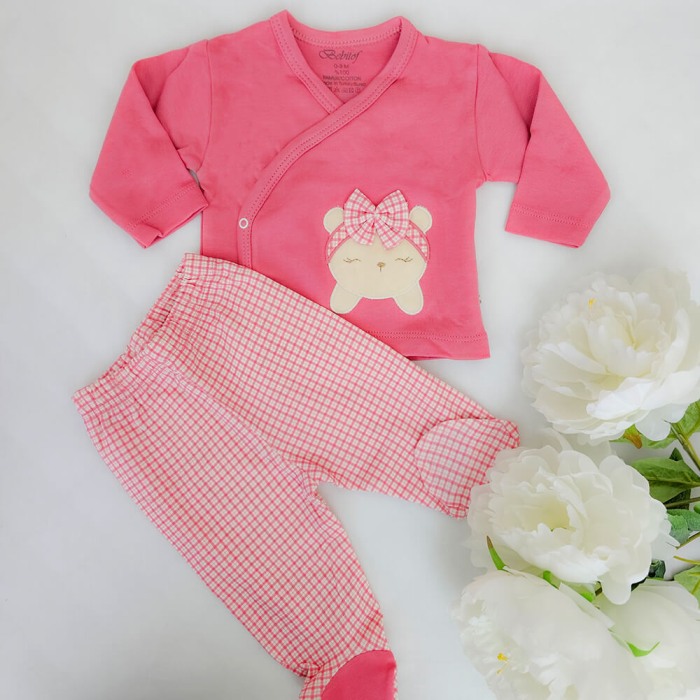 Cadou Nou-nascut 10 piese, Bumbac 100%, Carouri Roz [5]