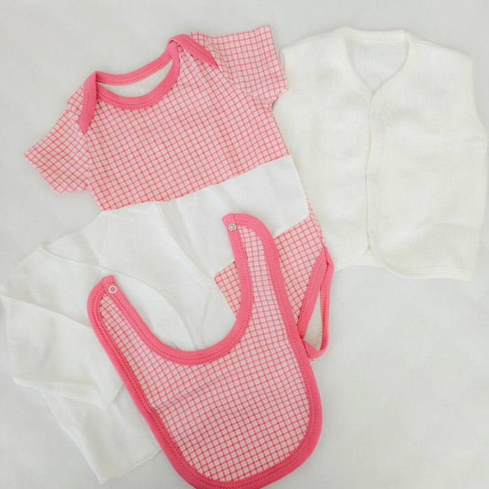 Cadou Nou-nascut 10 piese, Bumbac 100%, Carouri Roz [6]