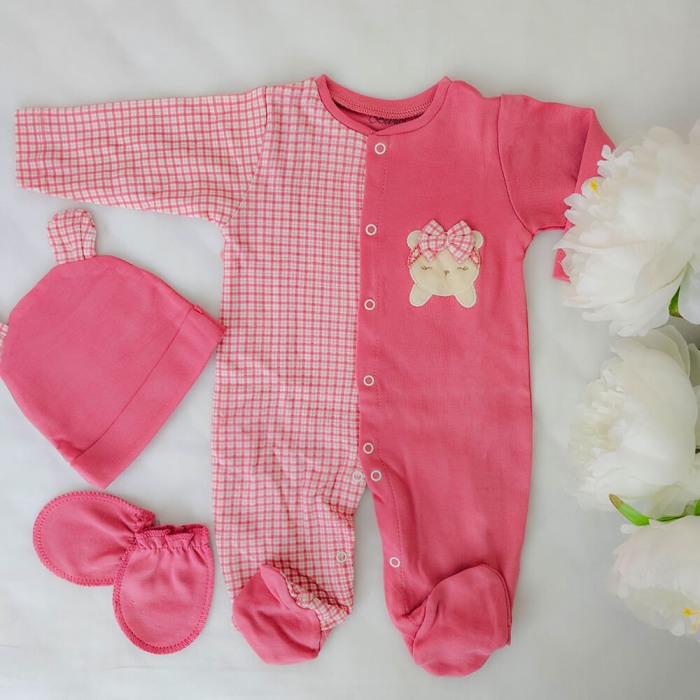 Cadou Nou-nascut 10 piese, Bumbac 100%, Carouri Roz [4]