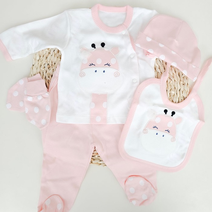 Cadou Nou-nascut: set maternitate, 10 piese, Bumbac 100%, Girafa Roz [2]