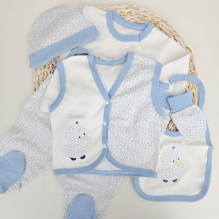 Cadou Nou-nascut: set maternitate, 10 piese, Bumbac 100%, Ratuste Bleu [4]