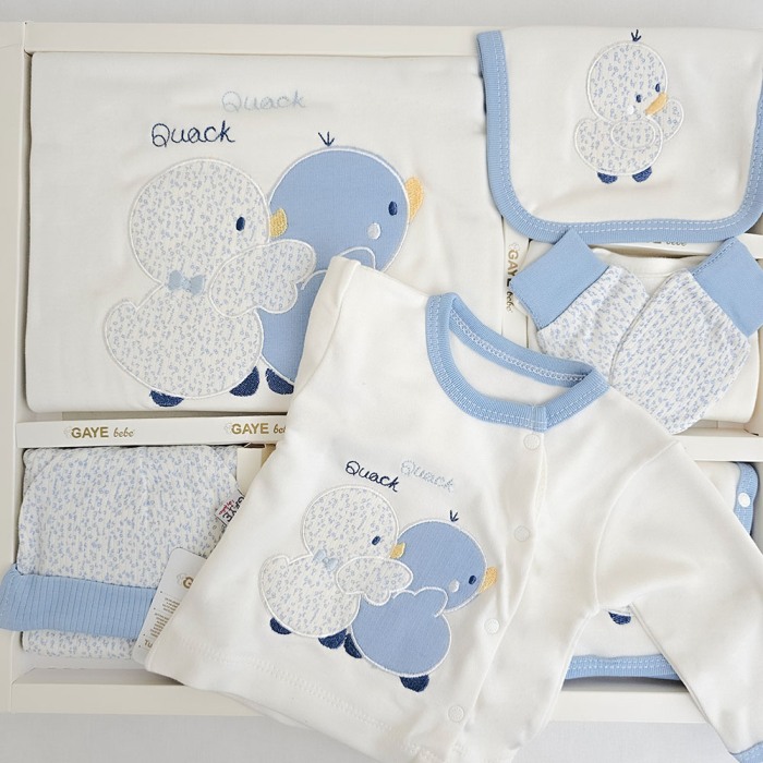 Cadou Nou-nascut: set maternitate, 10 piese, Bumbac 100%, Ratuste Bleu [2]