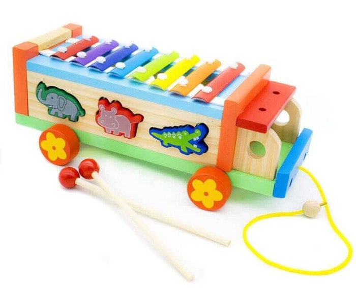 Camion vesel din lemn cu xilofon [2]