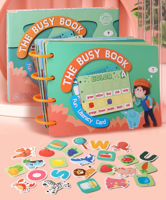 Carte educationala cu activitati Quiet Book Invatam Litere, Animale, Cifre [7]