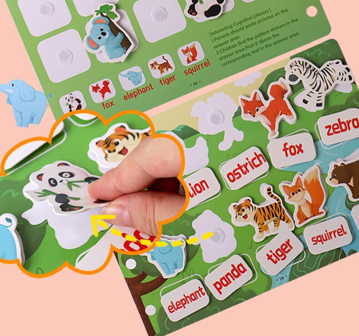 Carte educationala cu activitati Quiet Book Invatam Litere, Animale, Cifre [2]