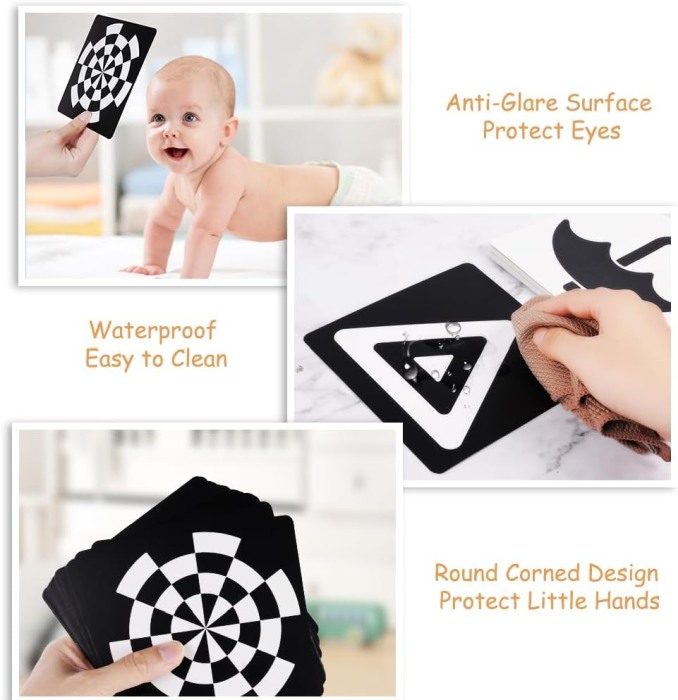 Cartonase Stimulare Vizuala Bebe, Dezvoltare Cognitiva Alb-Negru, 1-3 luni [3]